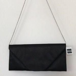 Bijoux Terner Black Satin Envelope Clutch NWT